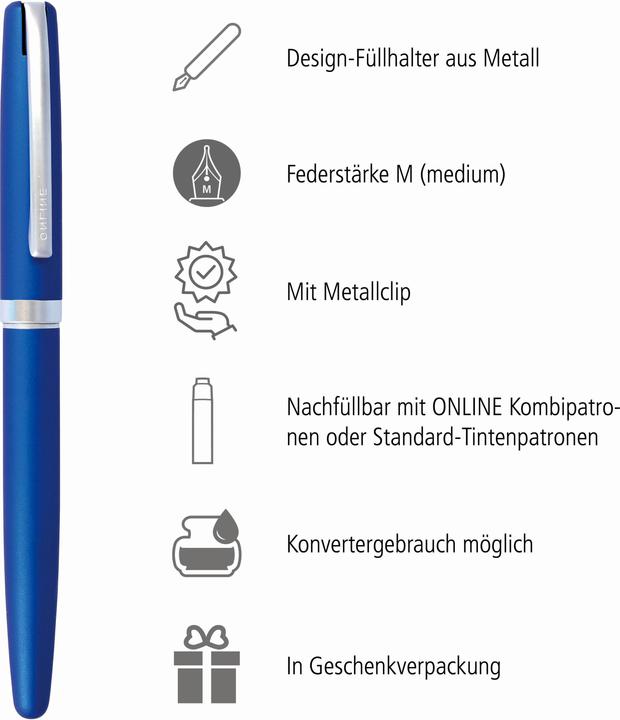 Produktbild Online Füllhalter Eleganza M 34639 satin blue (Satin Blue, 1x)