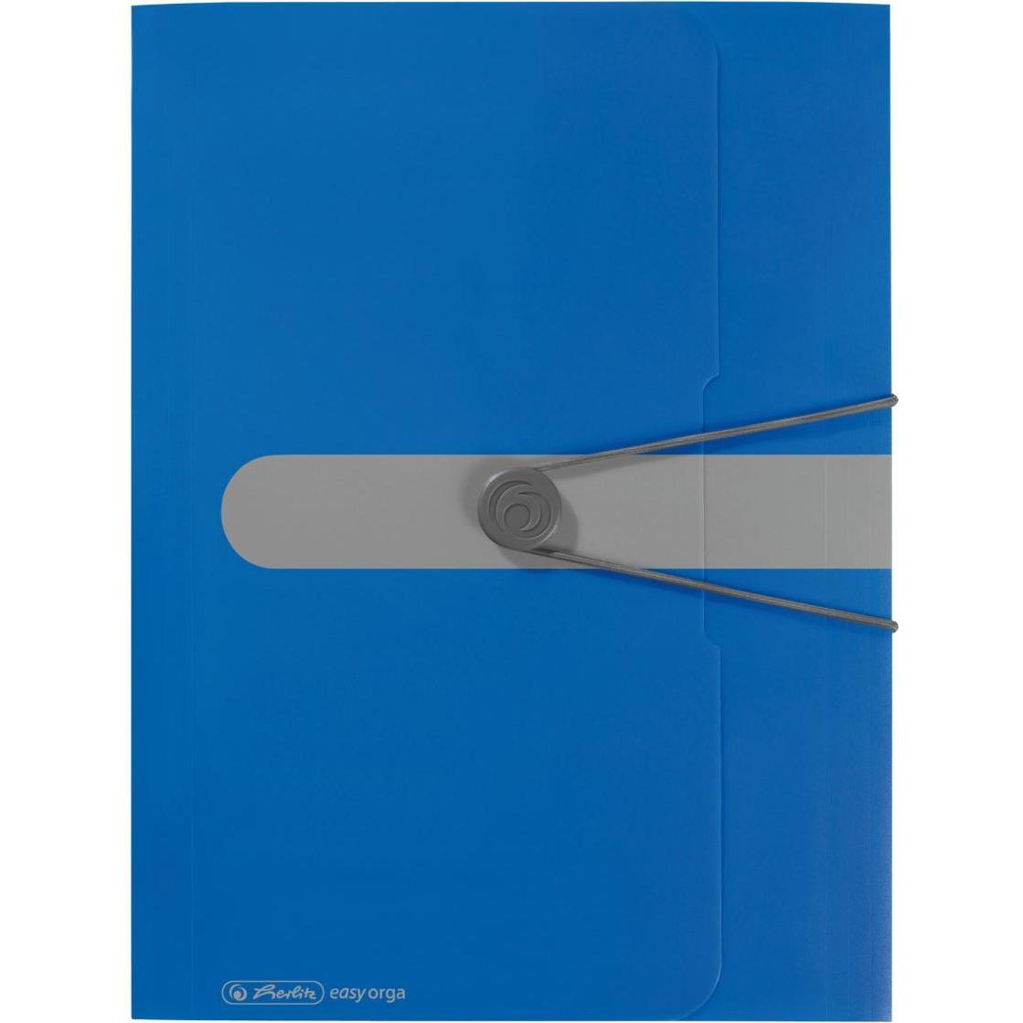 Herlitz, Mappe, Sammelmappe easy orga to go, A4, PP-Folie, blau opak 3 Einschlagklappen, mit Verschlussknopf und Gum (A4...
