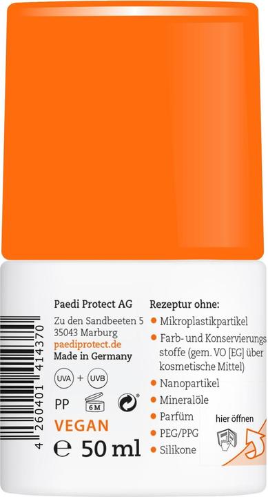 Image du produit Paediprotect Crème solaire SPF 50 (Stick solaire, SPF 50+, 50 ml)