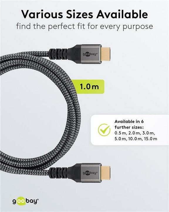 Produktbild Goobay High-Speed-HDMI-Kabel mit Ethernet, 1 m, Sharkskin Grey (1 m)