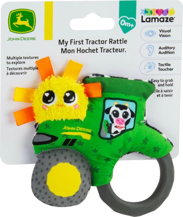 Tomy LAMAZE John Deere Rassel Mein erster Traktor| Weiche Baby-Rassel leicht zu greifendem Ring, verschie