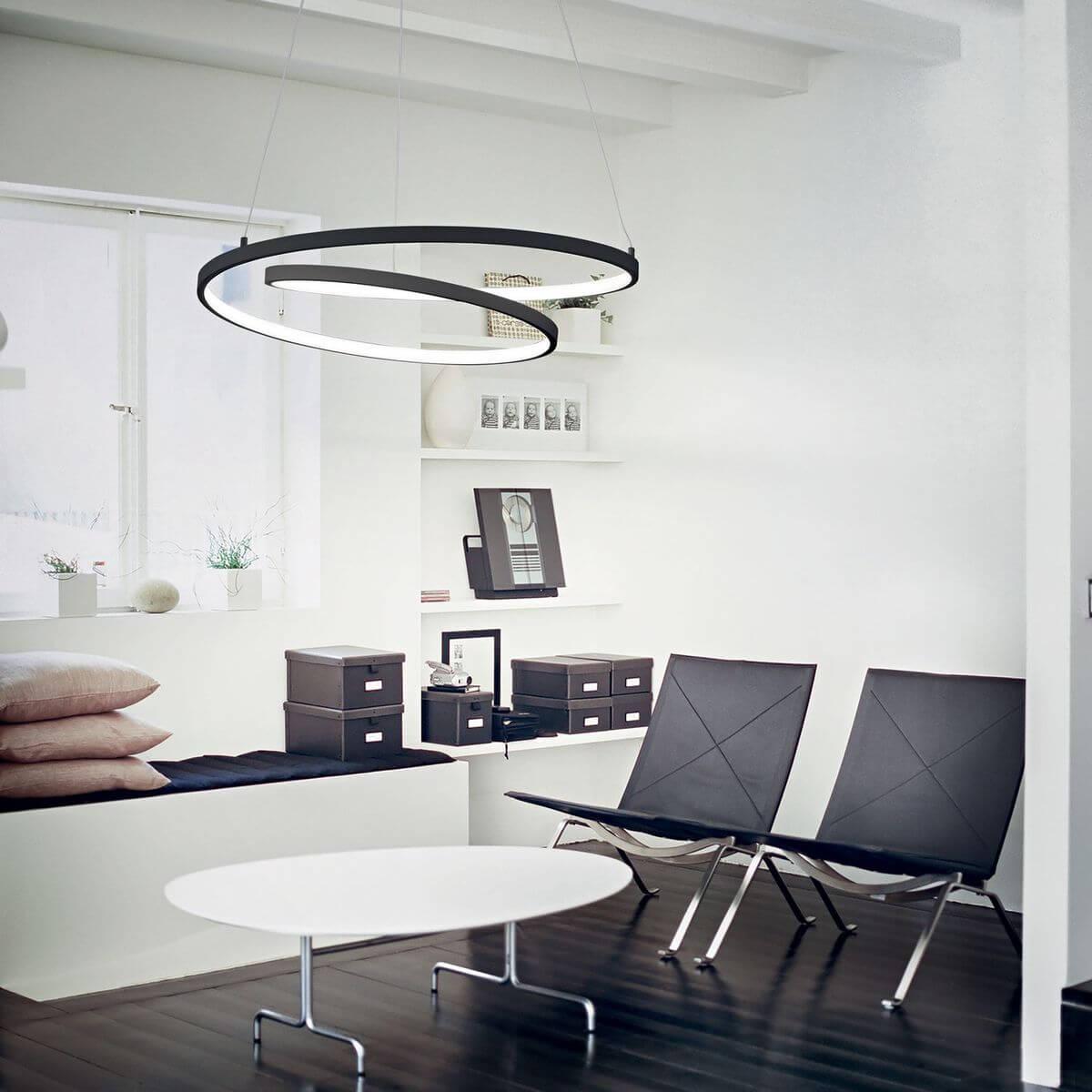 Thumbnail - Ideal lux, Pendelleuchte, OZ LED Pendelleuchte 48W ⌀600mm dimmbar Schwarz warmweiss 304557 (5300 lm)