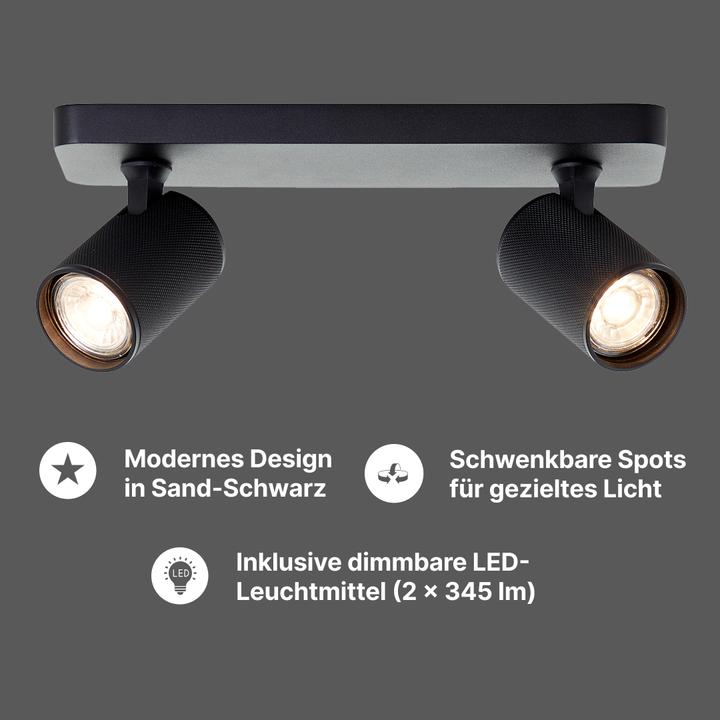 Produktbild Brilliant Plafondspot Marty GU10 2x5W 3000K - Zwart (345 lm, GU10)