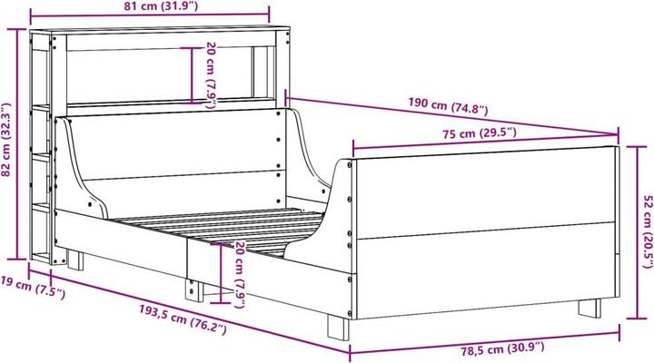 Image du produit vidaXL Bettrahmen (75 x 190 cm)