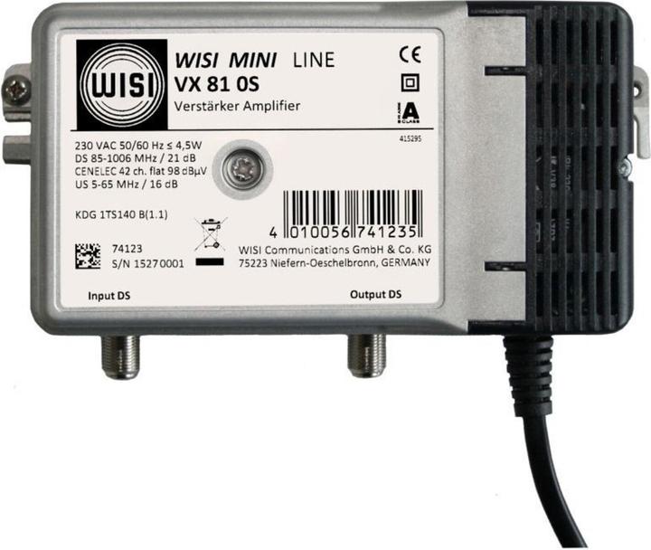 Produktbild WISI Verstärker VX 81 0S BK 1GHz 18-21dB Regler integriert, zertifiziert für KDG (Verstärker)