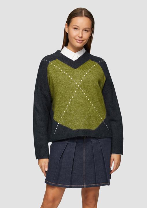 Produktbild S.Oliver Strickpullover Oversized Wollmix-Strickpullover mit Argyle-Muster (34)