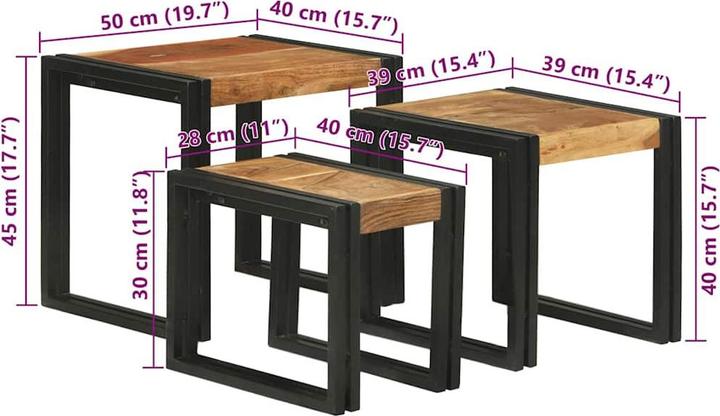 Immagine prodotto vidaXL Industrielle Tische (50 x 40 x 45 cm)