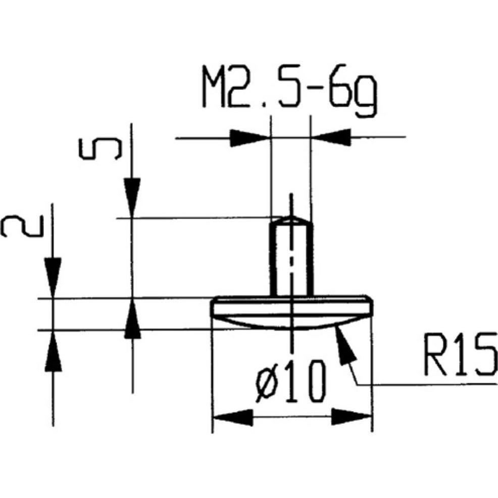 Thumbnail - Käfer, Messlehre, Messeinsatz Ø 10 mm gewölbt Radius 15 M2,5 Stahl passend zu Messuhren
