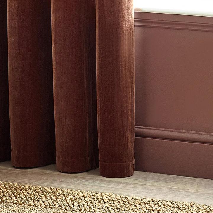 Actual product image Yard Chenille Velvet Eyelet Curtains (229 x 137 cm)