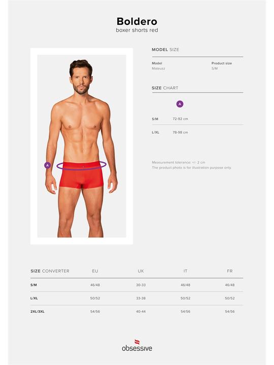 Image du produit Obsessive Boldero Boxer Shorts - Red (S, M)