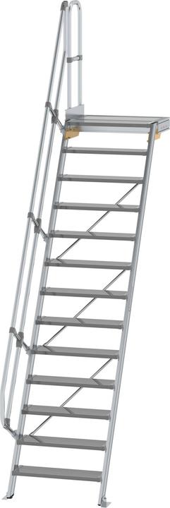 Actual product image Munk Stairs with platform 60ï¿½ step width 800 mm 13 steps aluminium ribbed (Scaffolding, 80 cm)