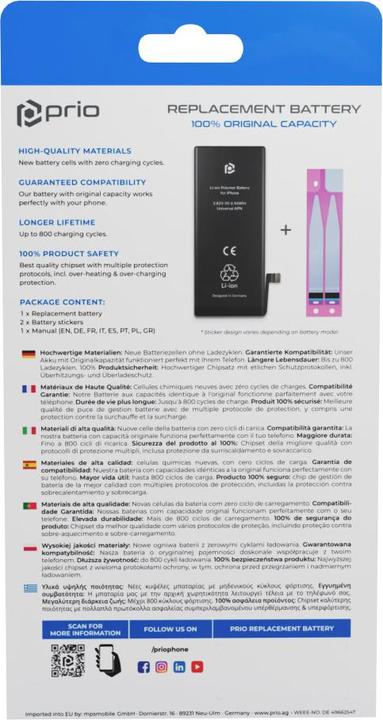 Produktbild prio Akkuzelle für iPhone 16 Pro (ohne Flex-Kabel)