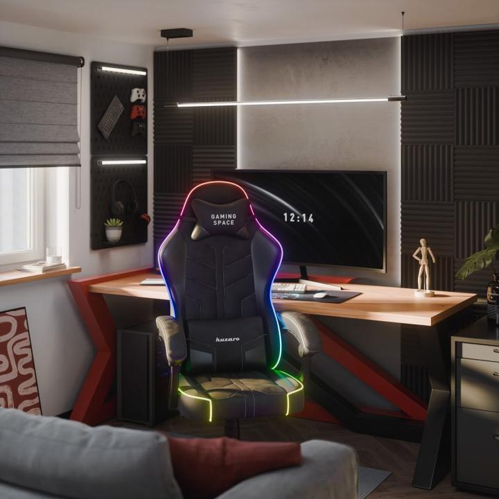 Produktbild Huzaro Force 2.7 RGB Schwarzer Velours-Gaming-Stuhl