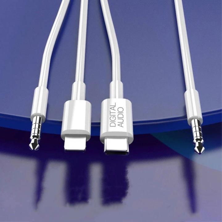 Immagine prodotto Deltalabs Lightning / 3.5mm AUX / USB C auf 3.5mm AUX Musik Adapter Kabel Konverter - 120cm (Jack da 3.5mm, Lightning, USB tipo C, Jack da 3.5mm)