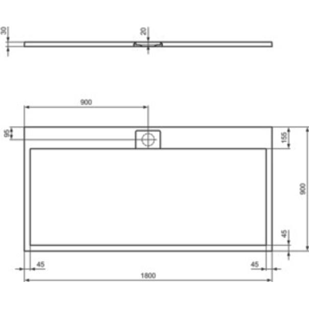 Thumbnail - Ideal Standard, Duschwanne, Ultra Flat S i.life Rechteck-Brausewanne, 1800x900x30mm, T5230