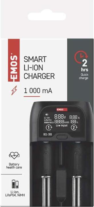 Immagine prodotto Emos Caricabatterie universale per batterie agli ioni di litio BCL-20D (1 pz., 10440, C, AA, AAA, Caricabatterie senza batteria)