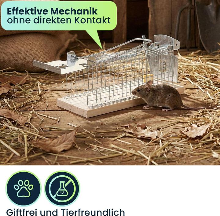 Produktbild Ideoon 4er-Set Maus-Käfigfalle - Wiederverwendbare Lebendfalle für innen und aussen - Effektive Mausefalle