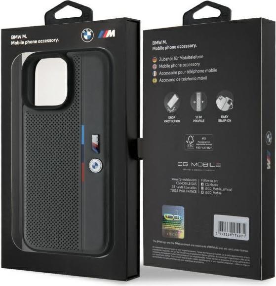 Produktbild BMW BMHCP16X23PUPVA iPhone 16 Pro Max 6.9" antracyt/anthracite hardcase M Perforated Tricolor Detail (Apple iPhone 16 Pro Max)