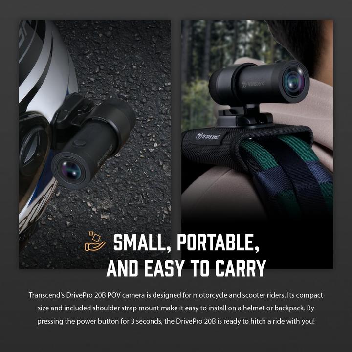 Produktbild Transcend DrivePro 20 64GB with Straps (Eingebautes Mikrofon, Full HD)