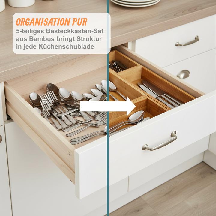 Actual product image Relaxdays 5tlg. Schubladeneinsatz aus Bambus