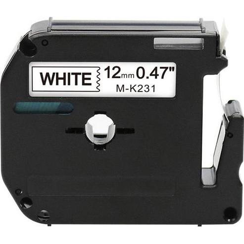 Rillstab, Beschriftungsband, Beschriftungsband OMK231 Schwarz, Weiss (1.20 cm, Weiss, Schwarz)