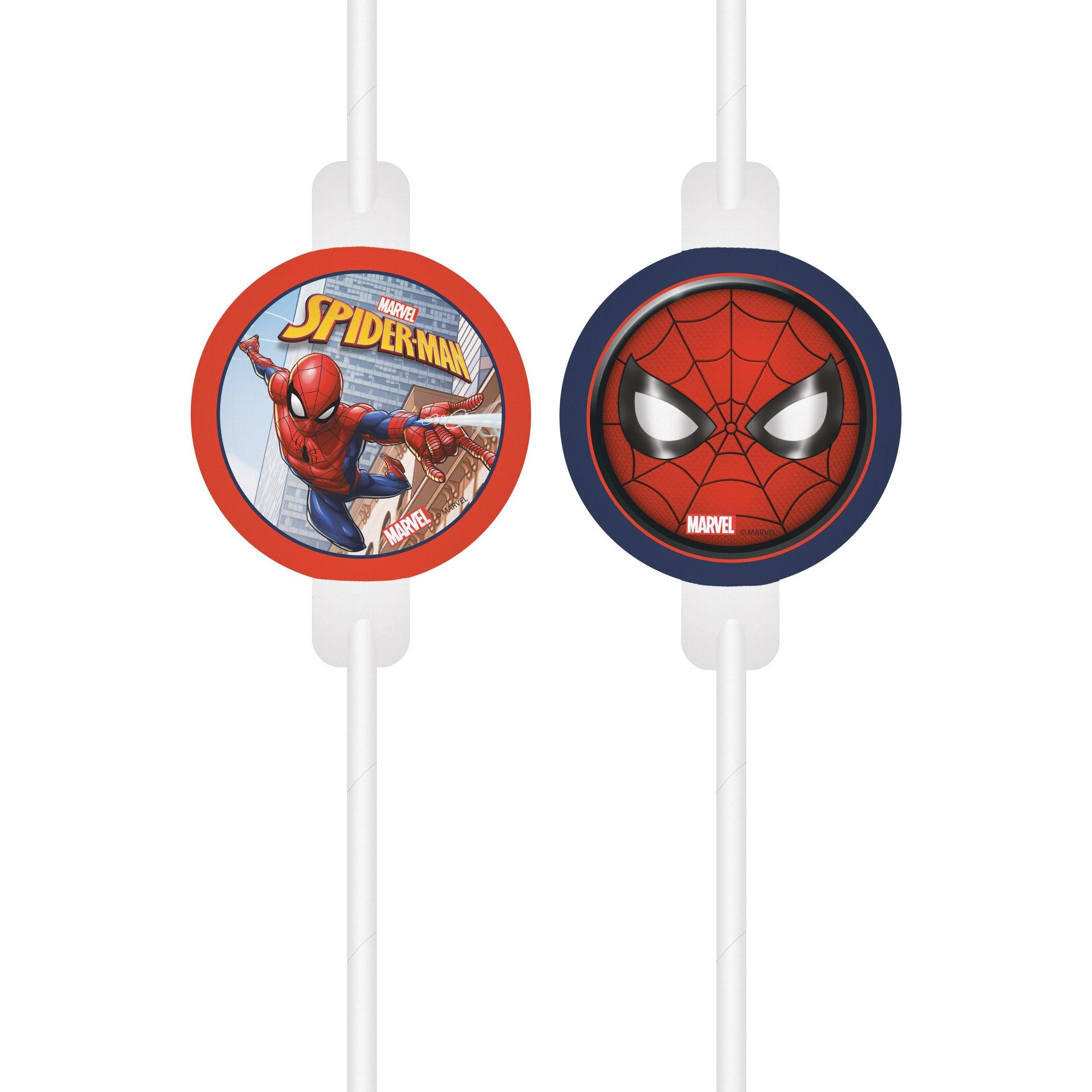 Decorata Party Pailles en papier Spiderman (4 x) (5201184939536)