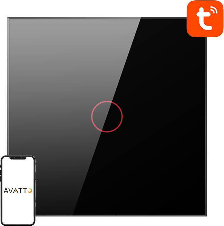 Produktbild Avatto Touch-Lichtschalter WiFi TS02-EU-B1 Einzeln TUYA (schwarz)