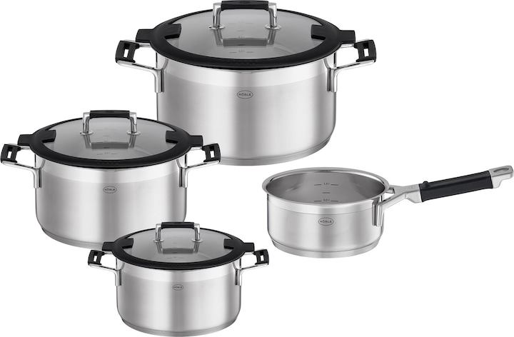 Rösle Topfset 4-tlg. SILENCE PRO Stahlgrau (24 cm, Pfannenset + Topfset, Edelstahl)