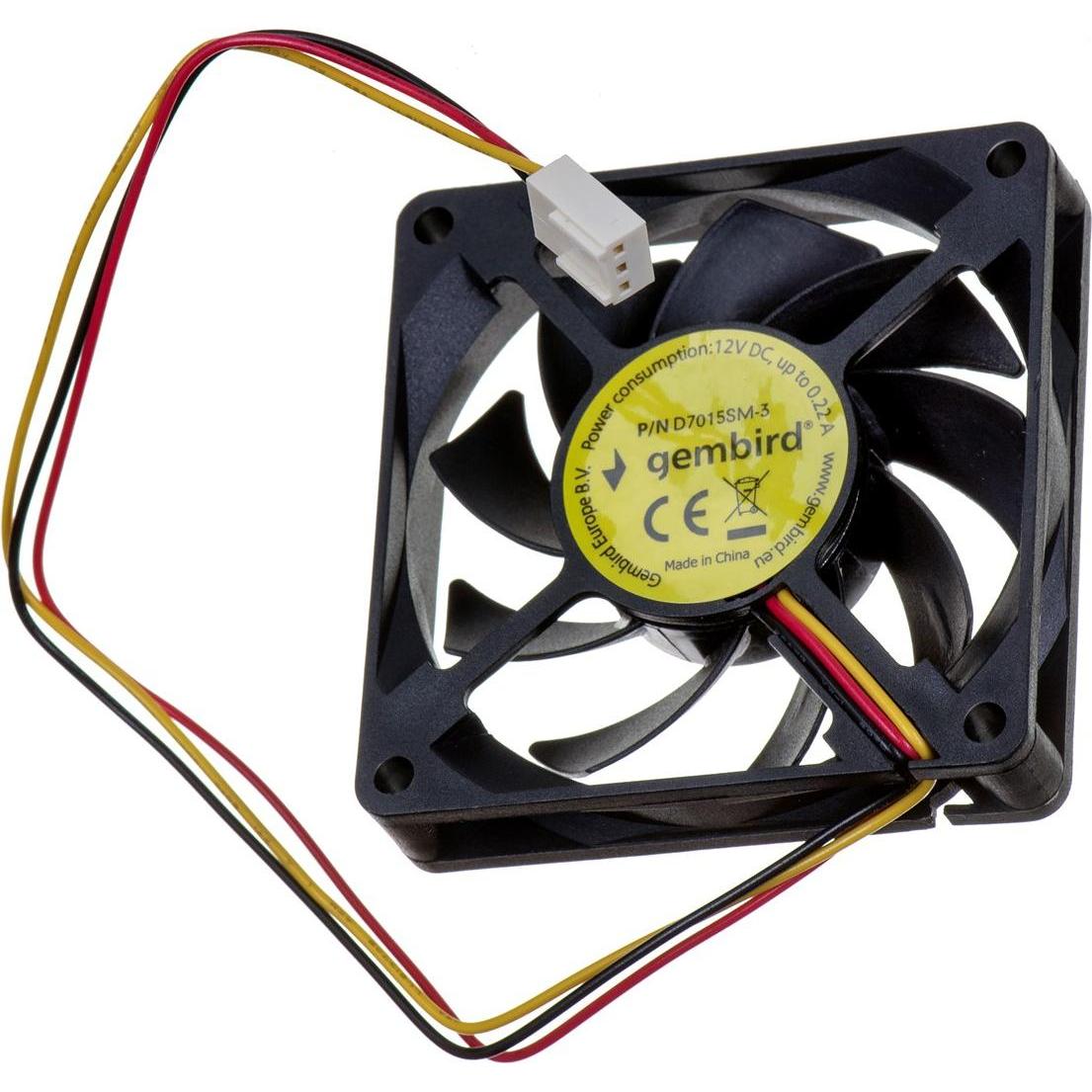 Thumbnail - Gembird D7015SM-3 Computergehäuse Ventilator Computer Kühlkomponente (70 mm, 1 x), PC Lüfter, Schwarz