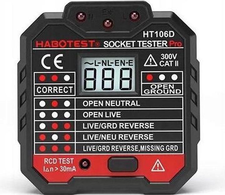Habotest HT106D Testeur de prises (CAT II 300V)