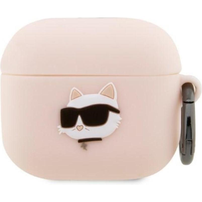 Karl Lagerfeld KLA3RUNCHP AirPods 3 cover pink/pink Silicone Choupette Head 3D (Kopfhörer Tasche), Kopfhörertasche + Sch...