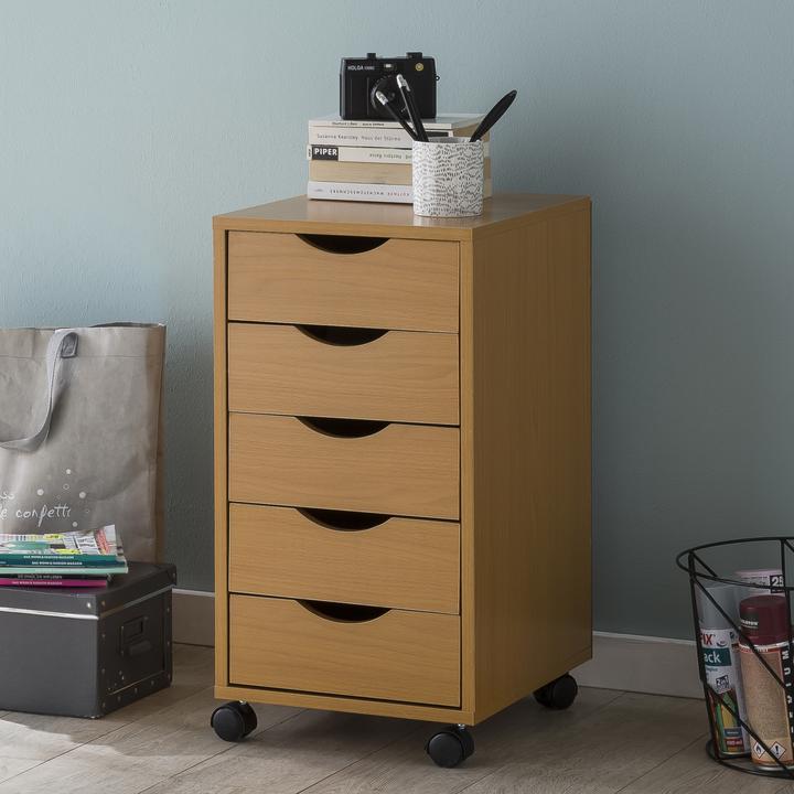 Image du produit FineBuy Rollcontainer Holz furniert Buche (38 x 33 x 64 cm)