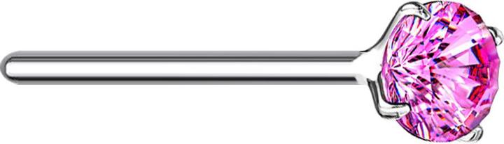 Actual product image Star Piercing Nasenstecker biegen silber runder Kristall fuchsia gefasst (without brass, 925 sterling silver)