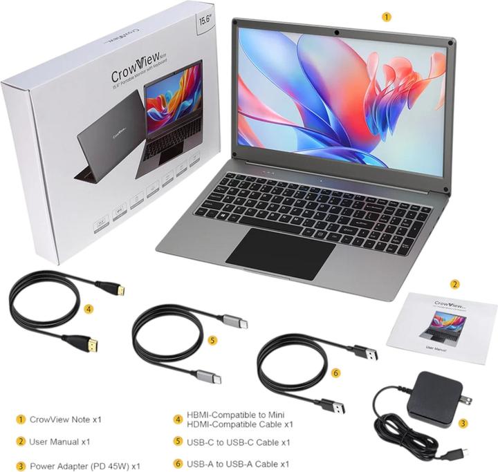 Actual product image Elecrow CrowView Note 15.6 Zoll portabler Monitor FHD IPS für Einplatinencomputer