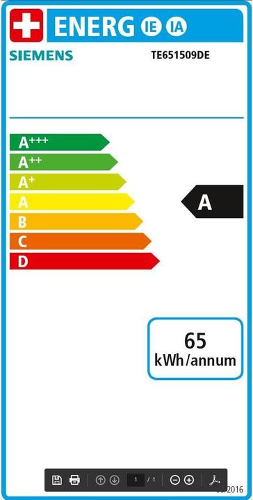 Label énergétique Siemens EQ6 plus s100, TE651509DE (Fiche CH)