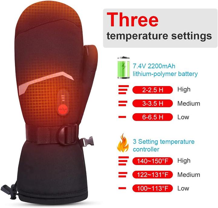 Actual product image Day wolf Wiederaufladbare beheizte Ski-Handschuhe für Winteraktivitäten (XL)