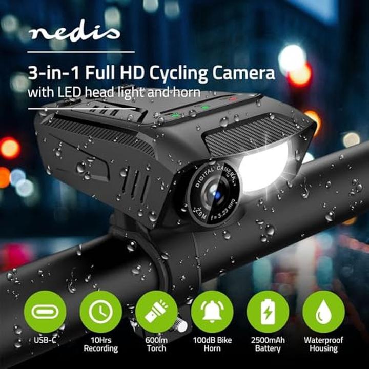 Produktbild Nedis CCAM100BK (Akku, Eingebautes Display, Eingebautes Mikrofon, Full HD)