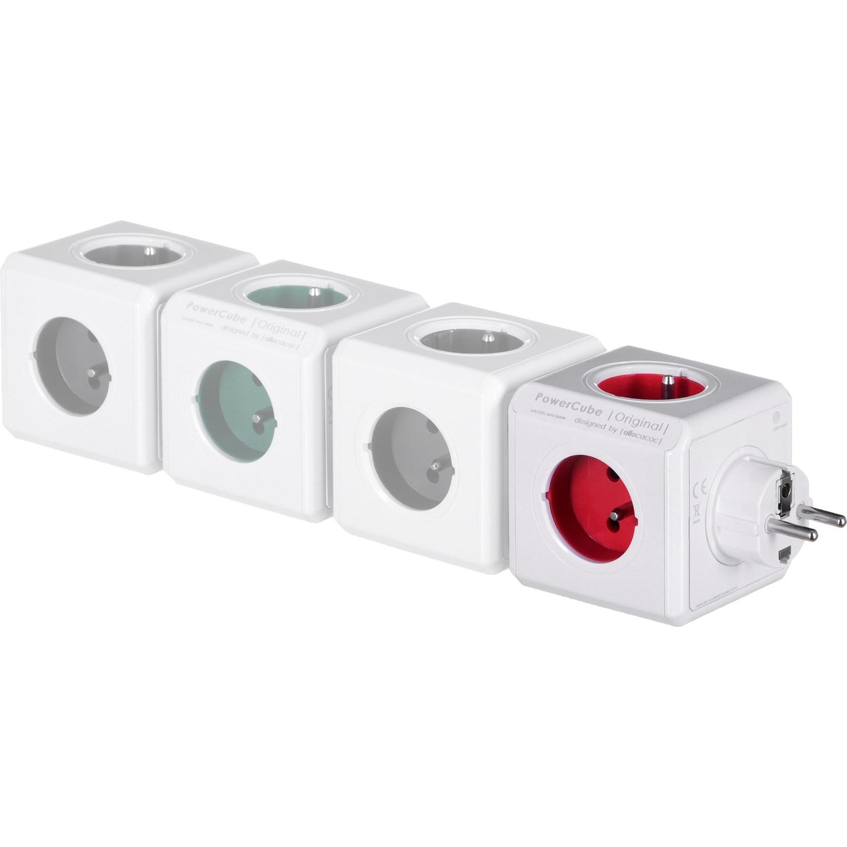 Thumbnail - Allocacoc, Steckdosenleiste, PowerCube Original Type E Innenraum Rot Verlängerungskabel (PowerCube RED 2100RD) (5 x, CEE...