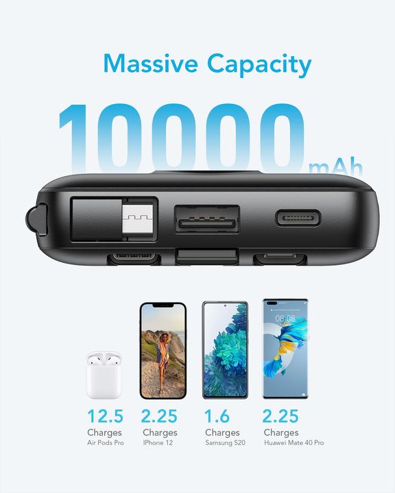 Immagine prodotto Veger C20 Powerbank con cavo - 20'000mAh (20000 mAh, 10 W, 77 Wh)