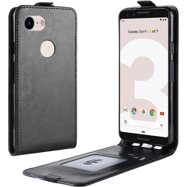 MU Classic Leder Flipcase Hülle (Google Pixel 3a), Smartphone Hülle, Schwarz