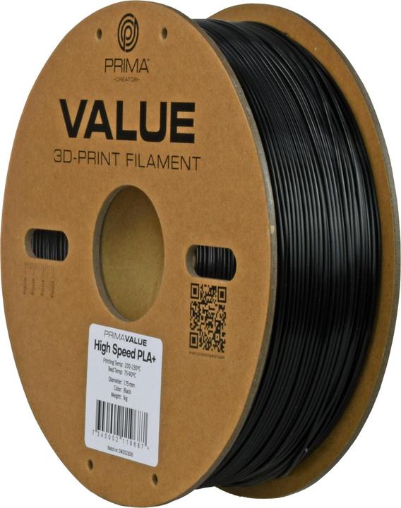 Image du produit Prima Creator PrimaValue PLA+ High Speed -filamentti 3D -tulostimeen,, musta (PLA, 1.75 mm, 1000 g, Noir)