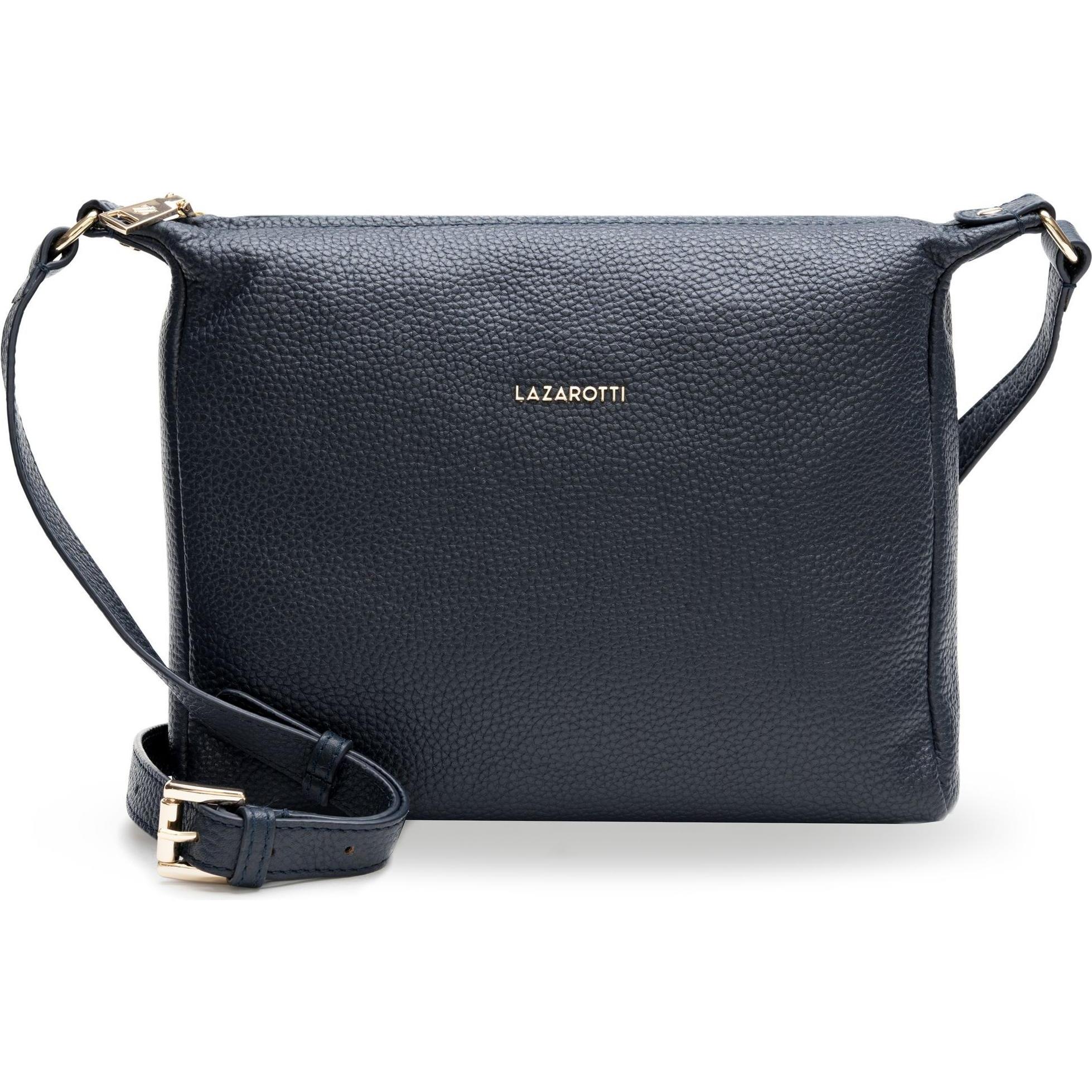 Lazarotti, Handtasche, Bologna Leather Umhängetasche Leder 25 cm, Blau