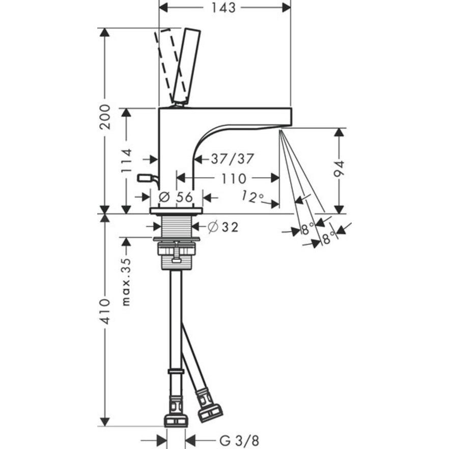 Thumbnail - hansgrohe, Badarmatur, Einhebel-Waschtischmischer AXOR CITTERIO DN 15 m ZAG 1 1/4Zoll ComfortZone 90 chr