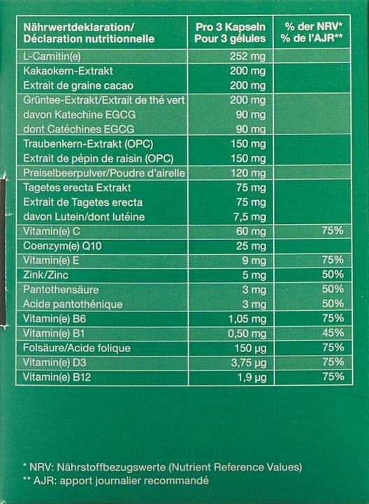 Nutritional values and ingredients Epigenovital more swing fit and active 90 caps (90 Piece, Capsules, 86 g)