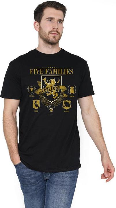 Actual product image The Godfather Mens Five Families Logos T-Shirt