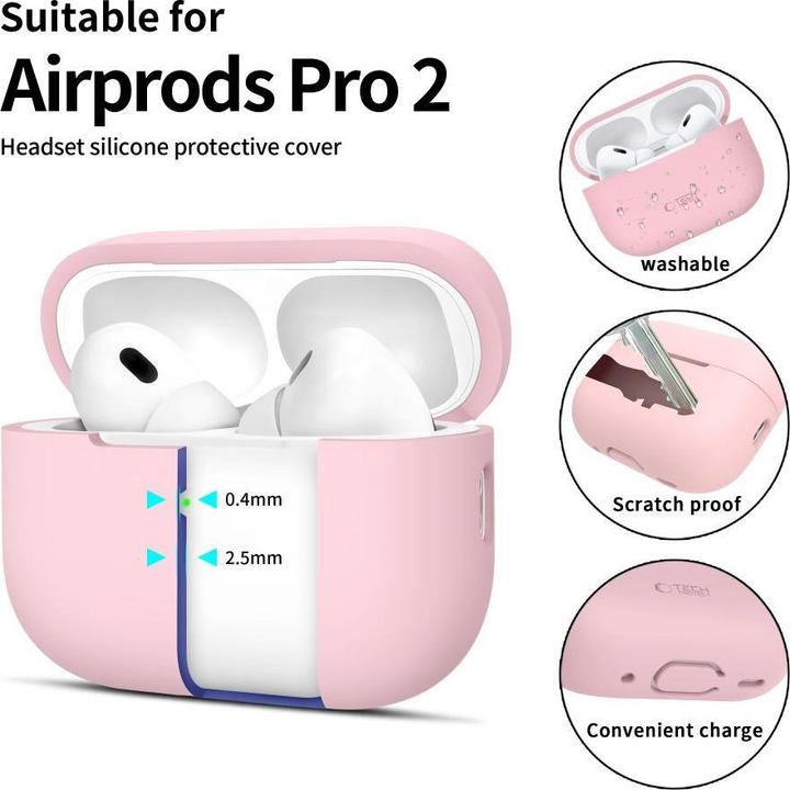 Produktbild Tech-Protect Silicone Case for Apple AirPods Pro 1 / 2 - Pink (Kopfhörer Hülle)