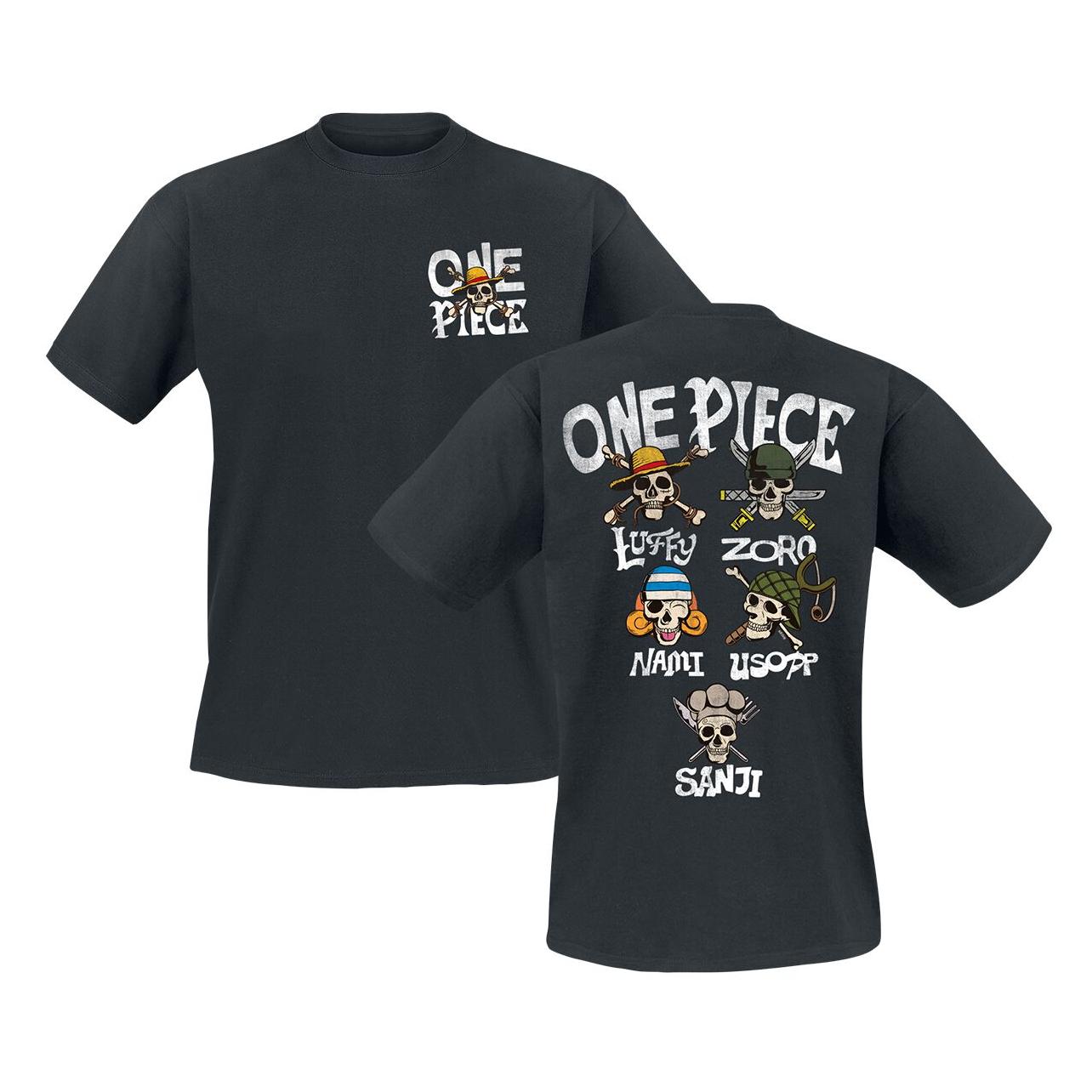 One Piece, Herren, Shirts, Straw Hat Crew Skull, Schwarz, (M)