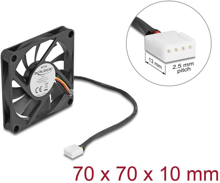 Produktbild Delock Axiallüfter 12 V DC, 70 x 70 x 10 mm schwarz (70 mm, 1x)