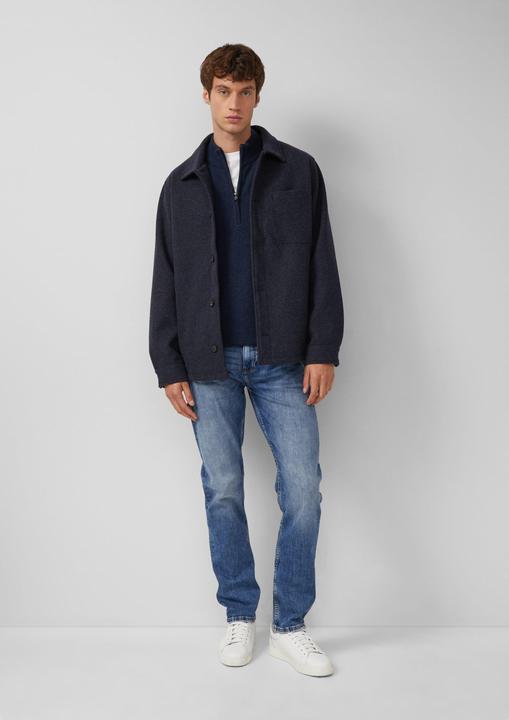 Produktbild s.Oliver Strickpullover Strickpullover aus reiner Wolle mit Troyer-Kragen (M)