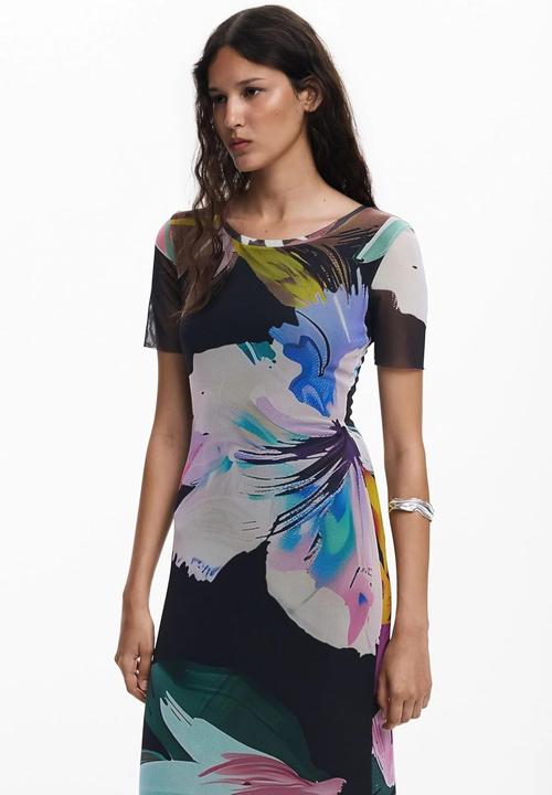 Actual product image Desigual Watercolor Floral Fitted Dress (XS)